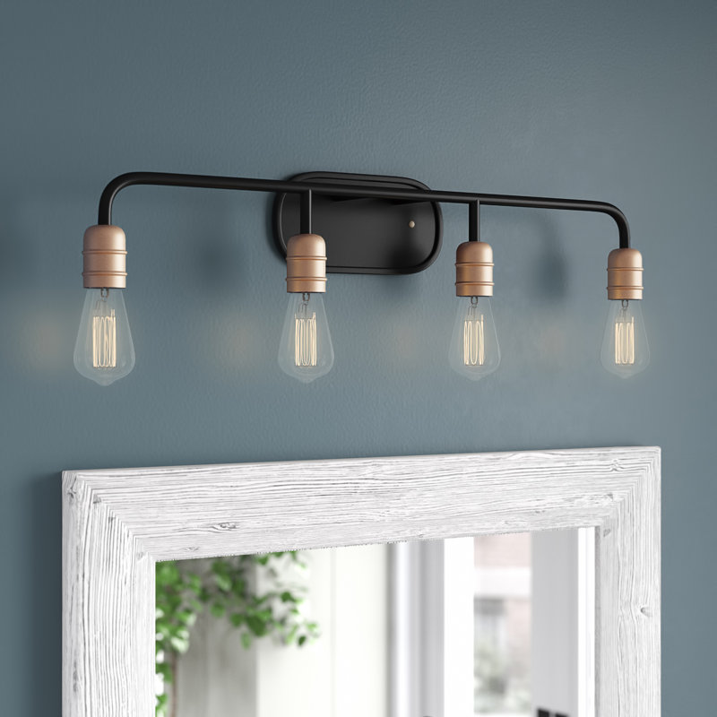 Joss & Main Palermo 4-Light Dimmable Black/Brass/Bronze Vanity Light